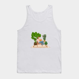 Reading and plants illustration Tank Top
